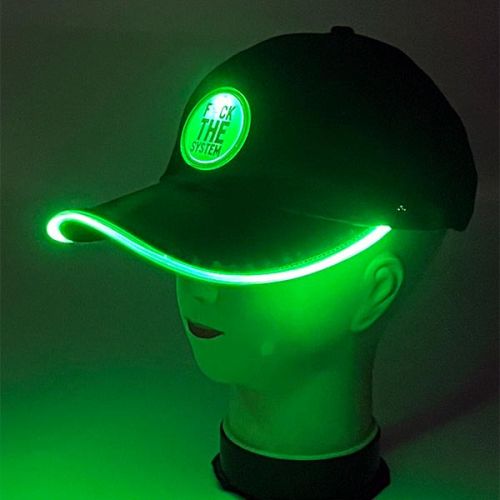 Green LED hat with custom company logo promo item