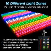 Group DMX bracelets into 10 different light zones with bright neon colors using remote control