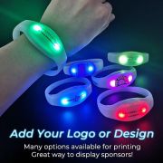 close up of silicone programmable concert bracelets in different colors
