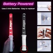 Diagram showing how to replace 3 AAA batteries in LED wands