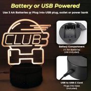 Battery compartment and USB rechargeable option for acrylic led sign stands