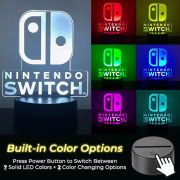 Diagram of custom acrylic Nintendo switch sign lighting up in 7 colors