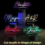 Acrylic LED table signs cut to shape of design