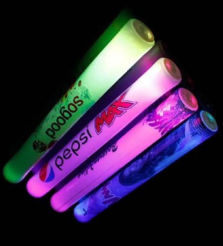 shrink wrap logo all over print on led foam sticks