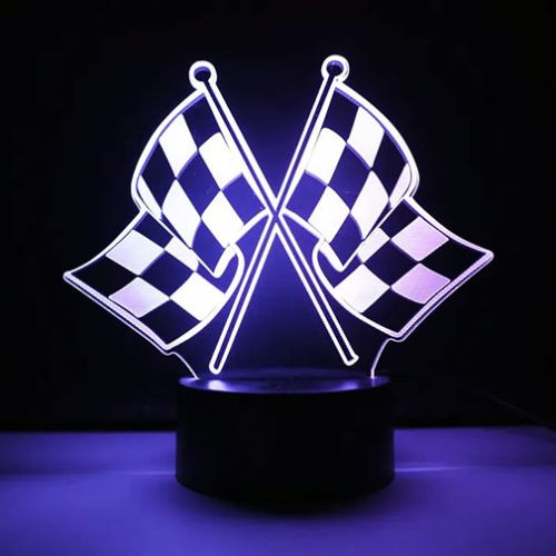 Racing flags lighting up on custom led sign