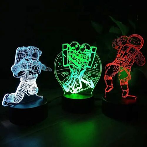 3d astronaut led table signs glowing neon
