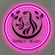 Hair salon custom logo on bright pink neon sign