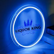 Liquor King uv printed logo on rounded neon sign