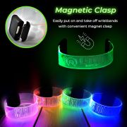 Diagram showing magnetic clasp used to put on and take off LED wristbands