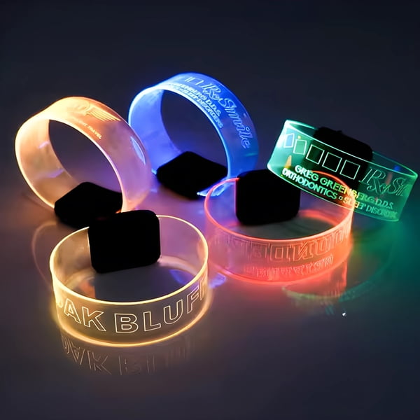 Wide magnetic LED bracelets with custom logo