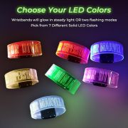 7 Different Solid LED colors available to customize XL wristbands with: orange, red, blue, yellow, green, pink and white