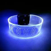 Bright blue glowing wristband with audi logo laser engraved