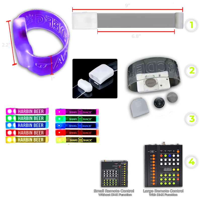 Diagram of Remote Controlled LED Wristbands XL