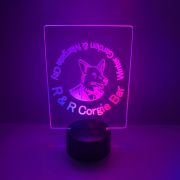 Red & blue acrylic light up table lamp with personalized design