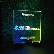 Custom branded edge lit acrylic table lamp centerpiece for business display