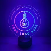 Customized light up table lamp in a circle shape with multiple colored LED bases