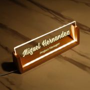 Light-up desk sign featuring a personalized engraved name, perfect for project managers to enhance their office decor