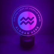purple and blue LED lighted table lamp in custom circle shape personalized