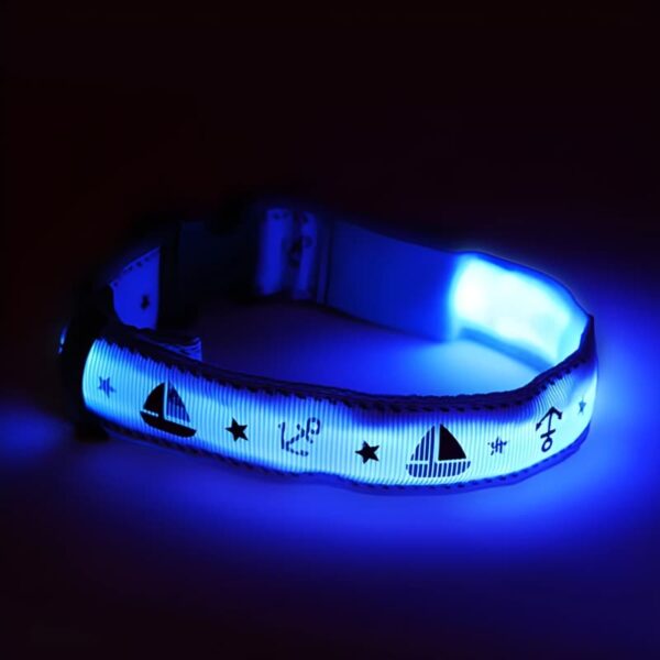 Nautical LED Light Up Dog Collar (Rechargeable) - Image 6