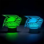 Georgia Southern University portable lighted signs with LED eagle design in green and blue, battery-operated acrylic table sign.